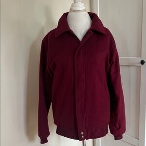 VINTAGE Men's Woolrich S Bomber Jacket Deep Red Maroon Wool Plaid Lined